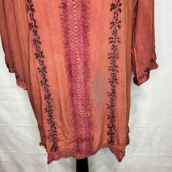 Ana-K Anandas Collection Long-Sleeve Embroidered Peasant Top Tunic Sz Large NWT - Picture 2 of 11